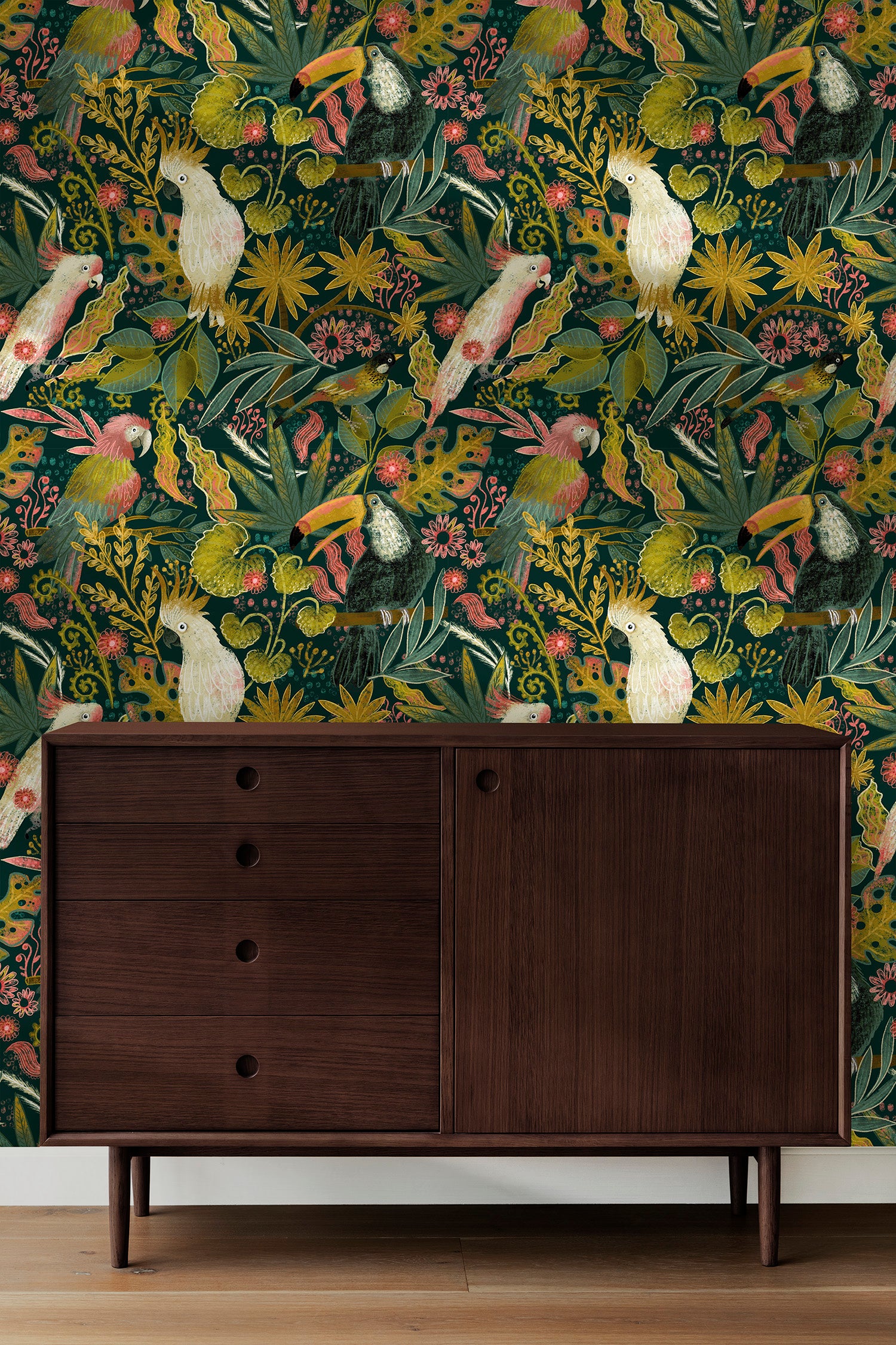 Adventure Pattern peel and stick wallpaper room mockup